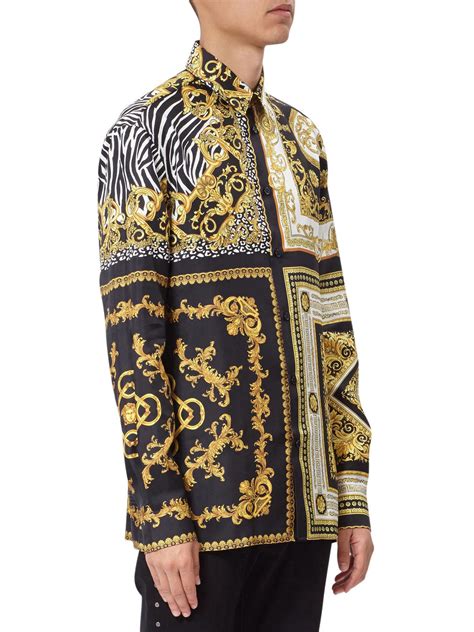 versace signature print shirt|1st copy versace shirt men.